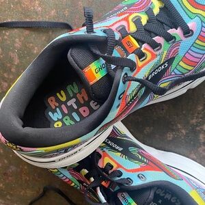 Brooks + Wednesday Holmes Ghost 15 Run with Pride Athletic Shoes. Woman’s 7.5